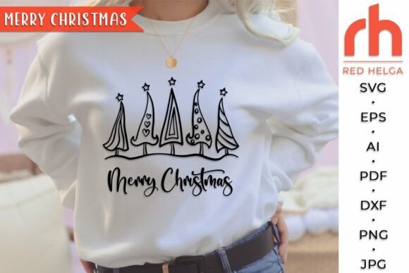 Merry Christmas SVG: Xmas Trees Cut File for Crafts & Graphics